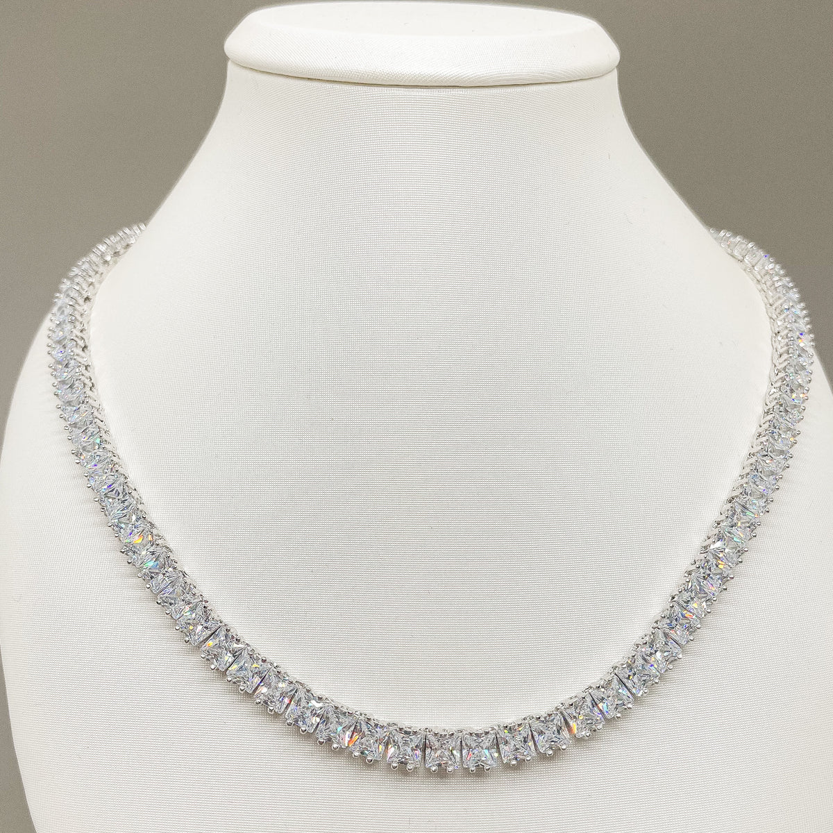 Square tennis necklace discount