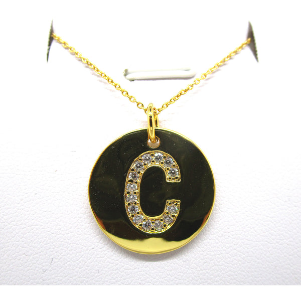 Disc Initial Pendant Necklace